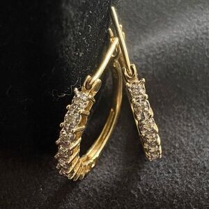 Diamond and Gold Hoop Earrings 10k